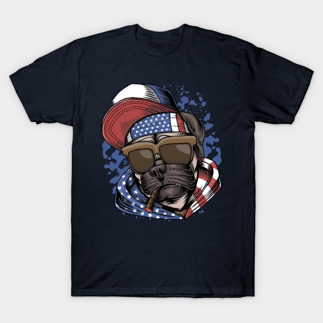 Pug dog USA T-Shirt by be yourself. design